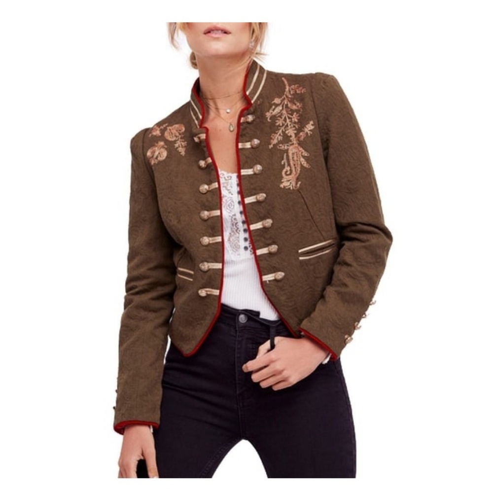 Rare! NWT Free People embroidered military jacket